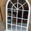 Decoración de Pared con Espejo Falso de Hierro Forjado Estilo Europeo Vintage para Entrada, Decoración Colgante de Pared Redonda Falsa Ventana para Sala de Estar