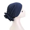 Pañuelo Sombrero Transfronterizo Nuevo Color Sólido Tridimensional Flor Grande Moda Ropa Sombrero Cubre Cabeza Tela Sombrero JDT-533