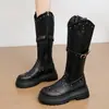 Botas Longas Retro de Solado Grosso com Rebites Femininas 2026 Novas de Verão Versáteis Emagrecimento Aumento de Altura Acima do Joelho de Cano Alto Botas de Cavaleiro