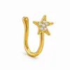 Mini piercing de nariz de zircônia requintado para mulheres, clipe de orelha versátil e estiloso de luxo leve, material de cobre com zircônia, sem necessidade de perfuração, pino de nariz simples