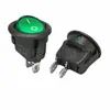 Interruptor de Alimentação Rocker Redondo Kcd1 Fundo Redondo 2 Pinos 2 Posições Verde Transparente Diâmetro do Furo 20mm Verde 2 Pinos