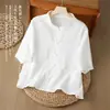 26 Novedad de Verano Ropa para Mujer de Algodón y Lino, Chaqueta Cardigan Botones Retro Chino de Ramio Lavado a la Arena Cosida a Mano para Mujer