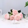 Loja de Fábrica Decoração de Casa Flores Artificiais Peônia Exquisita Casamento Buquê de Flores Artificiais Rosa Decoração de Casa Buquê Amarrado à Mão Atacado