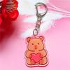 Llavero de conejillo de indias de dibujos animados lindo capibara acrílico doble cara llavero accesorios para bolso pequeño colgante venta al por mayor