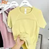 Verão Transfronteiriço Novo Gola Redonda Esportivo Manga Curta Feminino Secagem Rápida Respirável Textura Corrida Fitness Yoga Roupas Top