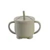 Taza de Silicona para Bebé con Dos Asas y Popote Resistente a Altas Temperaturas Taza para Beber Bebé Taza de Agua Pingüino Utensilios de Alimentación Suministro Exclusivo Transfronterizo