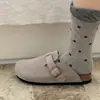 Calcetines de Tubo Medio para Mujer, Cómodos, de Cuadros Grises, para Niña, Boca de Burbuja, Básicos, Versátiles, de Otoño