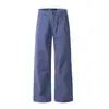 Pantalones de trabajo retro americanos holgados de pierna recta ligeramente acampanados en azul francés para hombres y mujeres, pantalones casuales de pierna ancha de moda de alta calle para otoño e invierno
