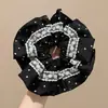 Goma de pelo de satén azul con lunares florales para mujer, Sujetador de moño de alta gama, Accesorio para coleta baja