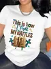 Mujer, Así Es Como Lucho, Camiseta Gráfica Mi Batalla, Diseño Cruzado de Libro Colorido, Ropa Casual, Llena de Estilo