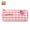 Bolsa de Papelaria Cilíndrica Disney Desenho Animado Menina Fofa Bolsa para Guardar Lápis para Alunos do Ensino Fundamental e Médio Grande Capacidade Bolsa de Lápis Xadrez