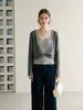 Elegante suéter de punto a rayas color block para mujer, con corte relajado, diseño trenzado y mangas largas, un top chic y único para otoño