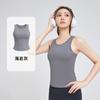 Chaleco de yoga de verano con cuello redondo, cinturón elástico, almohadilla para el pecho, ropa interior ajustada, anti-caminar, de secado rápido, transpirable, ropa deportiva de yoga.