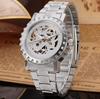 AliExpress forsining Reloj de Pulsera para Hombre Moda Casual Reloj Dorado Correa de Acero Reloj Mecánico Automático Hueco