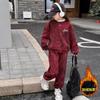 Terno esportivo estilo coreano para meninas da Internet Celebrant para crianças de meia-idade e grande, outono e inverno, novo, elegante, com letras, conjunto de duas peças