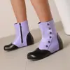 Botas Boken Retro com Salto Interno em Retalhos Comércio Exterior Transfronteiriço Estação Independente Novos Sapatos Femininos Botas Curtas