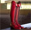 Botas de comércio exterior europeias e americanas 2019, botas acima do joelho, rebites, cadarço, salto grosso, bico redondo, botas Knight export