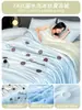 Juego de Colcha de Seda Helada de Verano, Cuatro Piezas, Lavable a Máquina, Colcha de Verano para Dormitorio, Colcha Individual, Relleno de Colcha, Colcha Doble para Aire Acondicionado