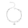 Pulsera Trébol de Cuatro Hojas de la Suerte Doble Capa Zircón Hoja de Ginkgo Pulsera Estudiante Mejor Amigo Cuentas Redondas Pulsera de Hojas Estilo Coreano