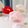 Boina para Niñas para Otoño e Invierno, Lindo Moño Dulce, Gorro de Punto Cálido y Cortavientos para Bebés Niñas, Gorro de Artista Tejido
