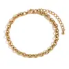 Pulsera Elegante de Diseño de Nicho Francés Europeo y Americano Acero Inoxidable Chapado en Oro de 14K Patrón de Espiga Pulsera de Cadena Redonda Hecha a Mano para Mujeres
