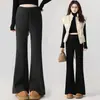 Nuevos estilos de otoño e invierno de pantalones de maternidad: Pantalones de yoga estilo coreano, adelgazantes, forrados de polar, ligeramente acampanados, con cordón y diseño hasta el suelo