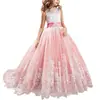Vestidos Infantis Mais Vendidos no Exterior para Idades de 2 a 14 Anos, Vestidos de Princesa em Estoque para Crianças Maiores, Vestidos Infantis de Renda em Blocos de Cor