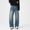 Calça Jeans Lavada Vintage para Homens, Primavera e Outono 2026, Solta, Reta, Perna Larga, Tendência, Versátil, Casual, Atacado