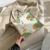 Bolsa de Lino para Mujer Moda Primavera y Verano 2022 Estampada Coreana Portátil Celebridad de Internet de Moda y Tendencia Bolsa de Picnic