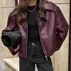 Chaquetas de Cuero Estilo Motocicleta Otoño e Invierno Europeas y Americanas para Mujer, Chaquetas de Cuero Holgadas, Nuevos Abrigos Transfronterizos, Chaquetas para Mujer, Chaquetas de Traje