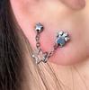 ¡Aretes Perfectos para Doble Perforación en las Orejas! Aretes de Tachuela con Cadena Cruzada en Forma de Corazón y Borla, con Cierre de Rosca y Parte Trasera Plana, Pendientes Impresionantes