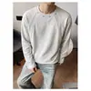 Sudadera con Parches de Color Sólido para Hombre y Mujer Otoño/Invierno Corte Boxy Cuello Redondo Manga Larga Camiseta Estilo Americano Capa Base para Pareja Tendencia