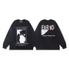 Estampa de Retrato Retro Americano Erd Melancólico Rico de Segunda Geração Transfronteiriço Tendência de Camiseta Solta de Manga Longa Masculina e Feminina Rock Hip-Hop