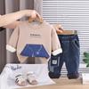 Nuevo Traje de Terciopelo de Manga Larga de Invierno 2025 para Bebés y Niños Pequeños de 1 a 5 Años, Traje de Invierno de Dos Piezas para Bebés y Niños Pequeños