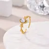 Anillo Nuevo Creativo de Acero Inoxidable, Simple y Moderno, Chapado en Oro de 18 Quilates, Anillo Abierto para Mujer, Joyería de Playa de Verano