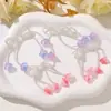 Estilo Suave e Feminino com Franjas, Flores de Vidro Degradê, Brincos DIY de Laço, Acessórios de Orelha, Pingentes para Fivela de Bolsa e Sapato, e Acessórios