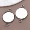 Colgante Redondo Electroplateado de Acero Inoxidable con Base de Piedra de Tiempo Base de Bandeja Doble Insertable DIY Accesorios para Joyería