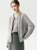 Suéter de punto de cachemira estilo francés con cuello en V, conjunto de dos piezas para mujer, blanco con ribete de contraste, un top chic y versátil