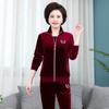 Traje Deportivo de Terciopelo Dorado para Mujeres de Mediana Edad y Adultas Mayores, Abrigo de Primavera y Otoño, Traje de Madre de Estilo Occidental, Talla Grande Holgada para Mujer