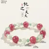 Pulsera Doble Círculo de Piedras Preciosas Rosa Transparente Cuarzo Rosa para Mujer Retro Nuevo Chinoiserie Azul Cielo Fruta Congelada Flor de Cerezo Pulsera