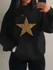 Sudadera para Mujer con Estampado de Estrellas Azules Vintage Sudadera Multicolor Casual Sudadera Vintage Holgada Millennium Bug Polar Cómodo