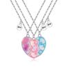 Transfronterizo Nuevo Reflectante Unicornio Amor Collar de Tres Pétalos BFF Collar de Buena Amiga Collar de Princesa para Niños Venta al Mayoreo