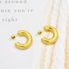 Aretes Europeos y Americanos Transfronterizos Simples Brillantes en Forma de C de Círculo Hueco para Mujer, Aretes de Acero de Titanio Nicho de Lujo Ligero de Alta Gama al Por Mayor