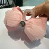 Presilha de cabelo requintada estilo coreano com laço pequeno e strass, presilha de garra grande, acessório de cabelo, ornamento de cabeça, presilha de cabelo versátil e elegante