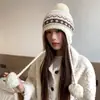 Fábrica de Gorro Tejido Fair Isle con Copos de Nieve de Poliéster Gorro para Protección de Orejas a Prueba de Frío para Exteriores Venta al por Mayor Otoño e Invierno Día de Nieve Gorro Cálido con Pompón