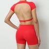 Traje de Yoga Europeo y Americano de Cintura Alta Levanta Caderas para Mujer Elástico Abdominal Fitness Secado Rápido Cadera Melocotón Fitness Traje Deportivo para Mujer