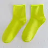 Calcetines de Verano para Mujer, Color Caramelo, Color Sólido, Antiolor, Holgados, Estilo Coreano Versátil de Moda, Celebridad de Internet, Calcetines de Algodón de Caña Media