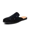Mocasines de Verano para Hombre sin Cordones, Punta Cerrada y Pedrería, Zapatos Perezosos sin Talón, Zapatos Medios Slip-On para Hombre