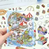 Pegatinas de Paisajismo de Dibujos Animados Escena de Diversión Aérea Cabaña Estéreo 3D Libro Rojo Descompresión Escena DIY Pegatinas de Manual