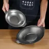 Olla Seca de Acero Inoxidable Retro con Doble Asa Sartén Venta al por Mayor Transfronteriza Olla Caliente Picante Sartén Plana para Langosta Recipiente para Pescado encurtido Logo Personalizado